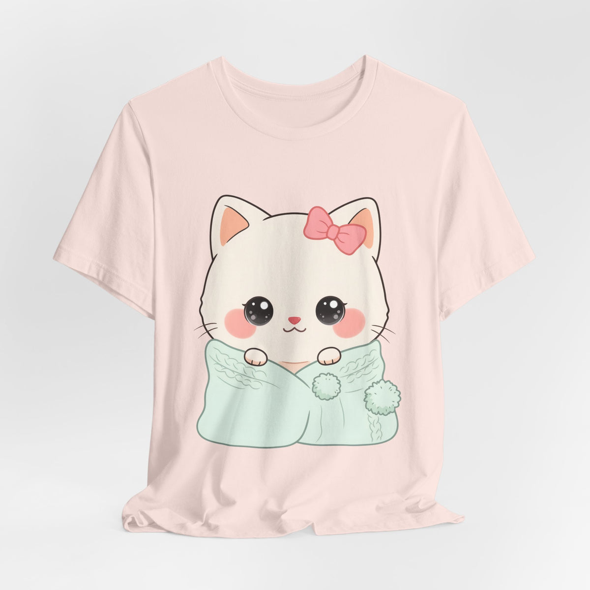 Kawaii Cat T-Shirt, Cozy Blanket Kitty for Cat Lovers