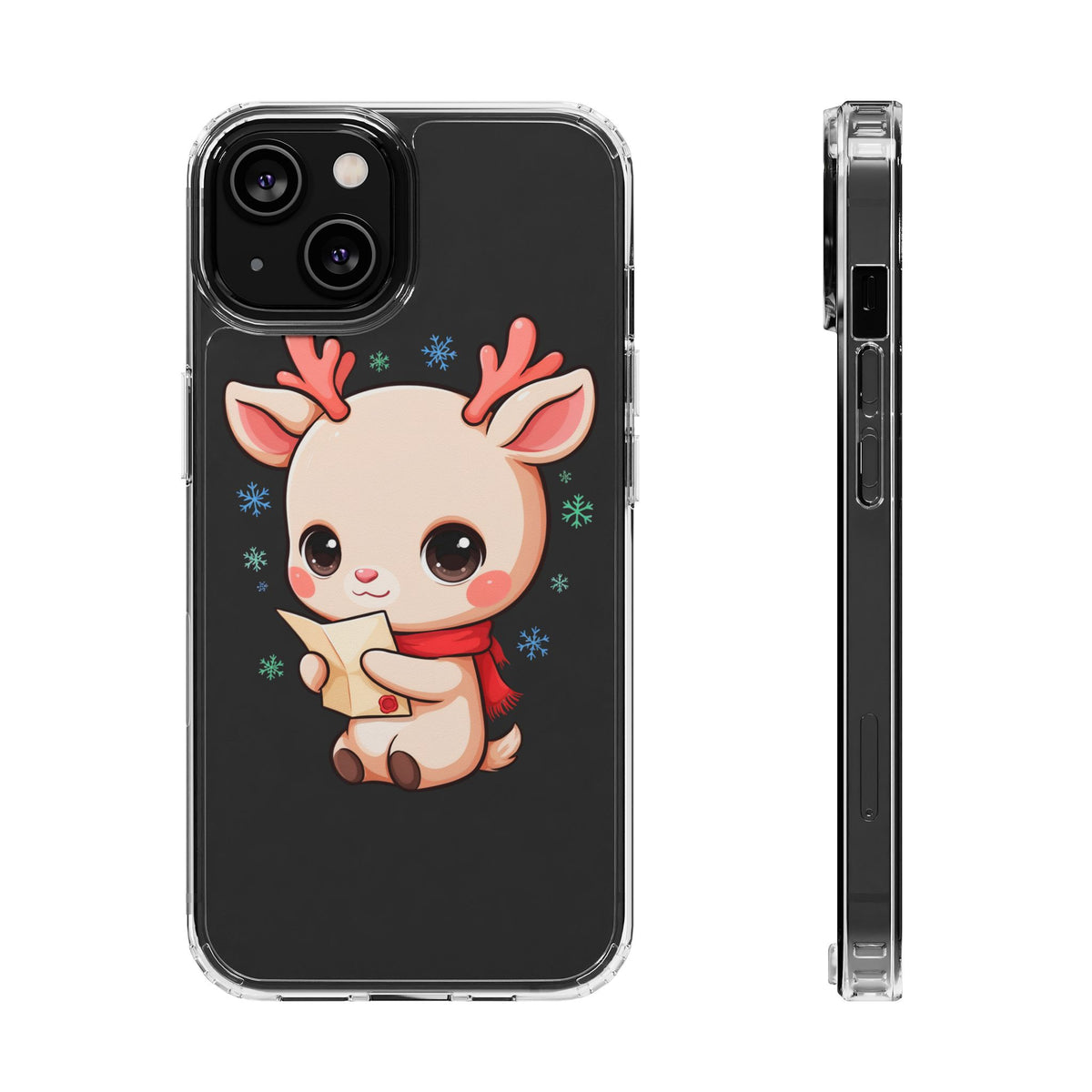 Christmas Reindeer Clear Impact-Resistant Phone Case