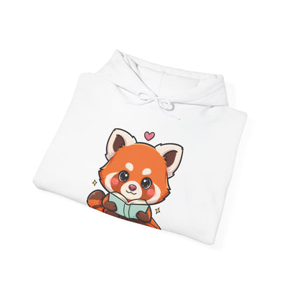 Cute Red Panda Reading Hoodie, Kawaii Book Lover Sweatshirt