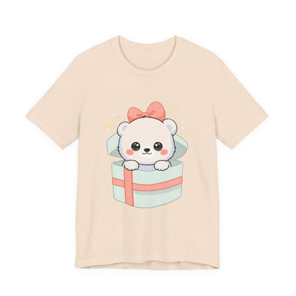 Kawaii Polar Bear Tee, Cute Gift Box Cub Unisex Shirt