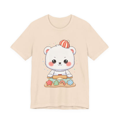 Christmas Cookie Baking Polar Bear Tee, Kawaii Holiday Shirt