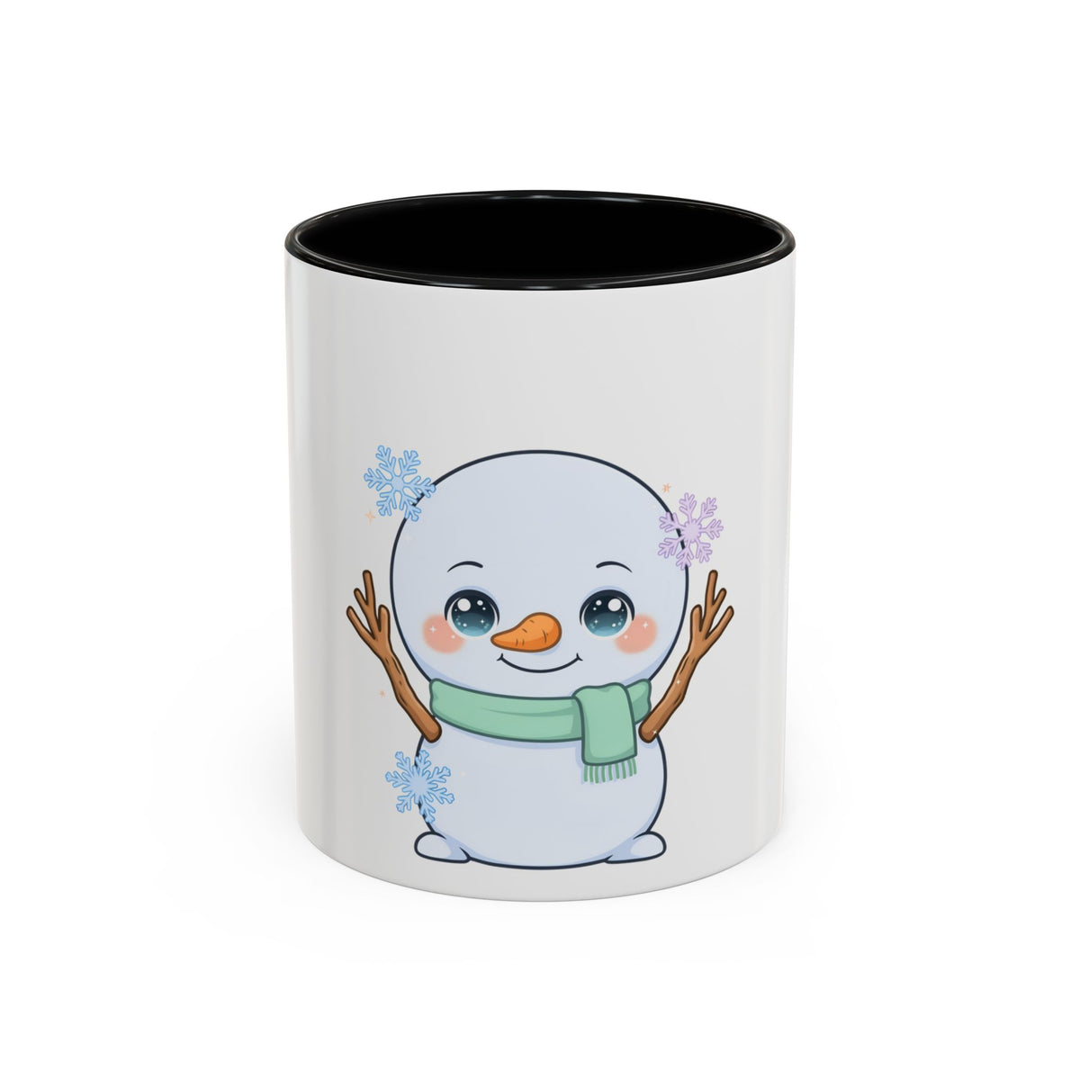 Kawaii Snowman Accent Coffee Mug for Winter Fans