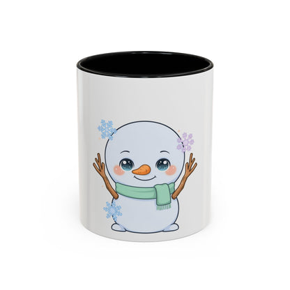 Kawaii Snowman Accent Coffee Mug for Winter Fans