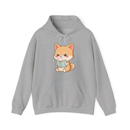 Kawaii Shiba Inu Reading Hoodie for Cozy Study Days
