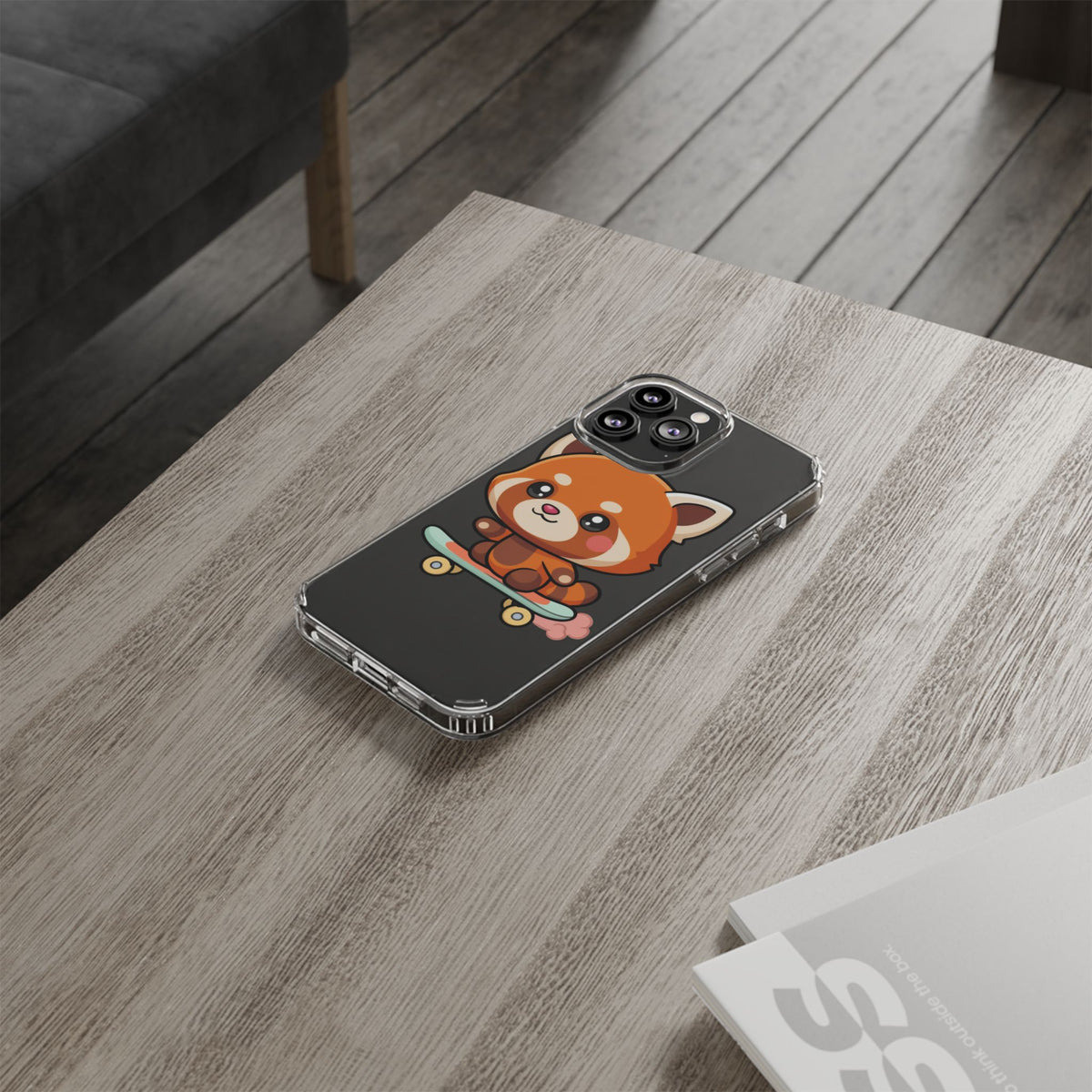 Red Panda Skateboard Phone Case, Cute Kawaii Style