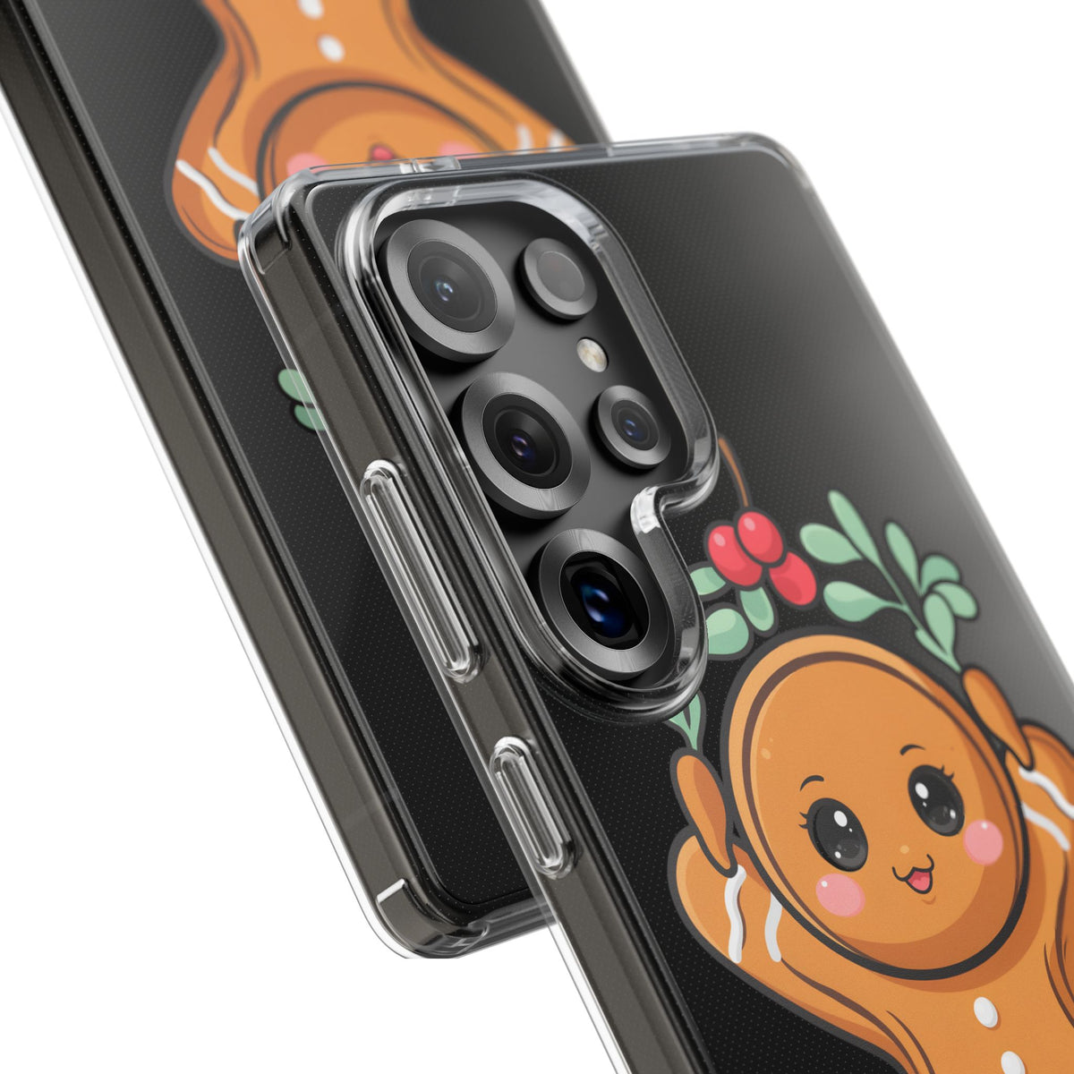 Kawaii Gingerbread Phone Case with Mistletoe Cheer