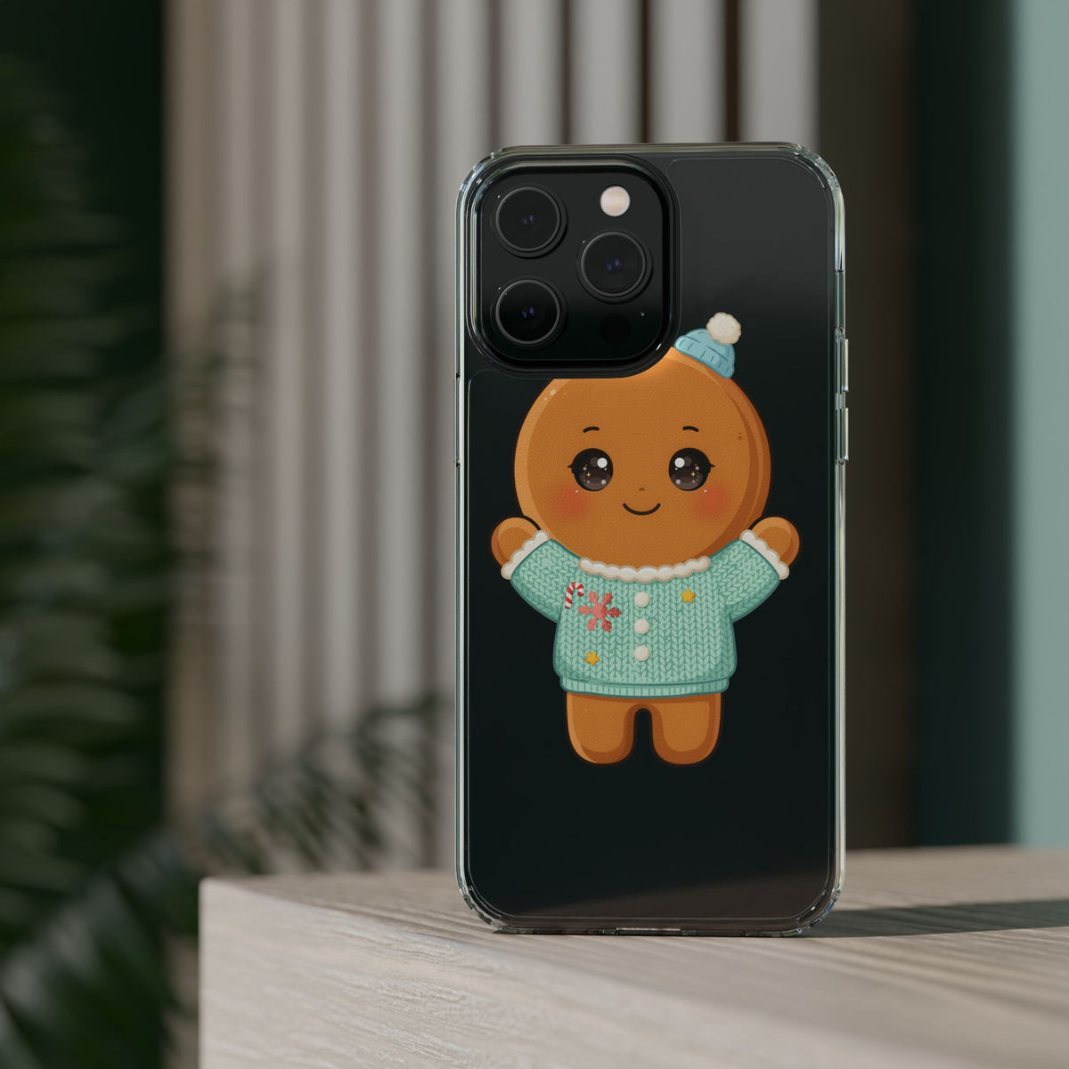 Kawaii Gingerbread Phone Case, Cute Christmas Sweater Cookie