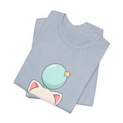Kawaii Cat Balloon T-Shirt, Cute Chibi Kitty Tee
