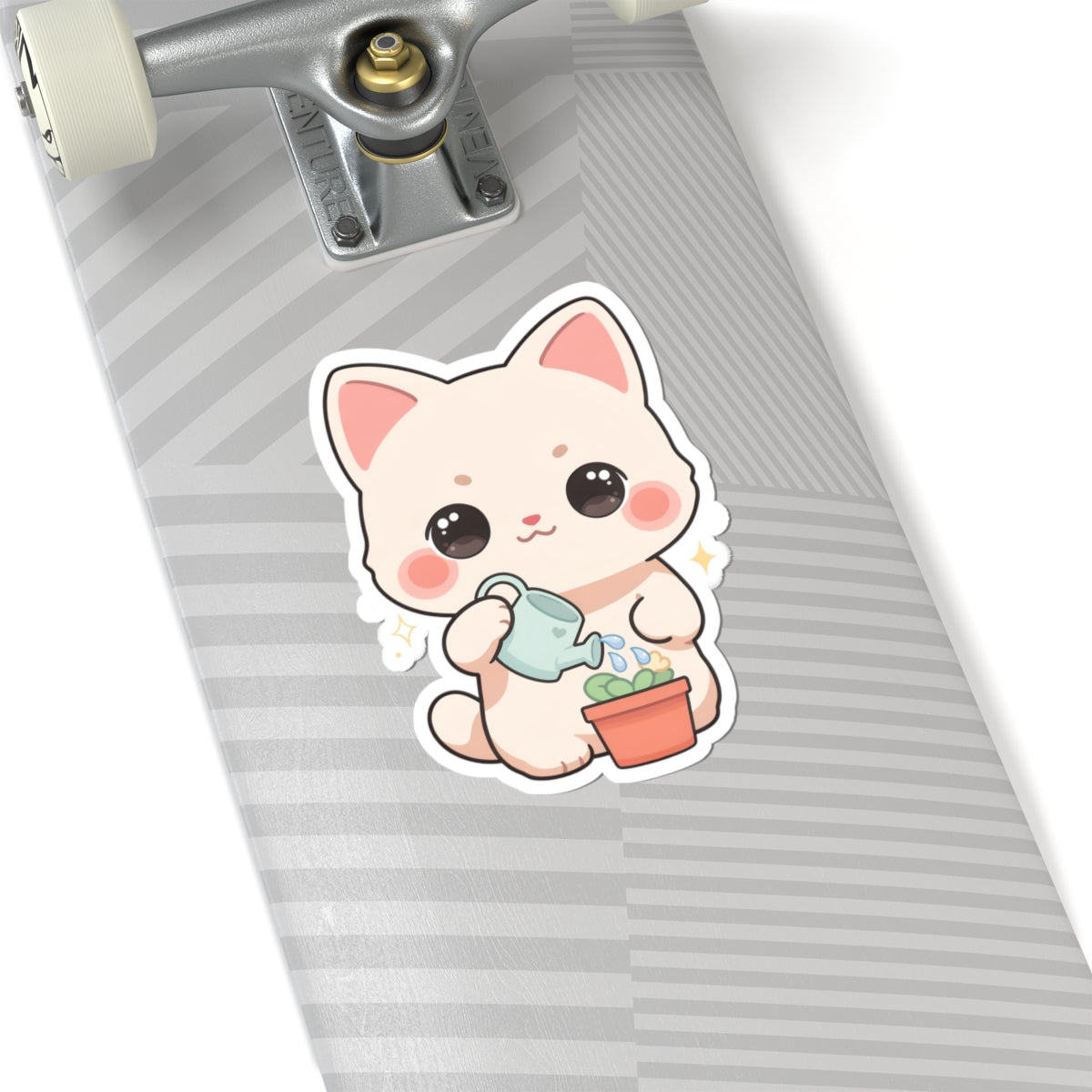 Kawaii Cat Plant Care Sticker for Journals and Laptops