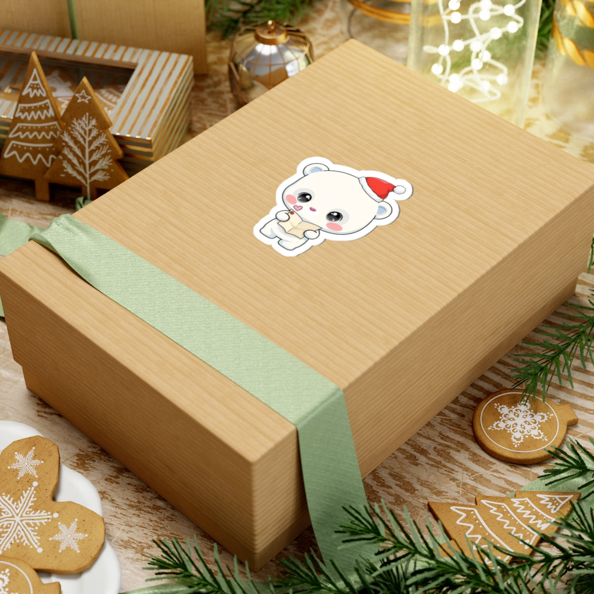 Christmas Polar Bear Sticker for Cozy Holiday Cheer