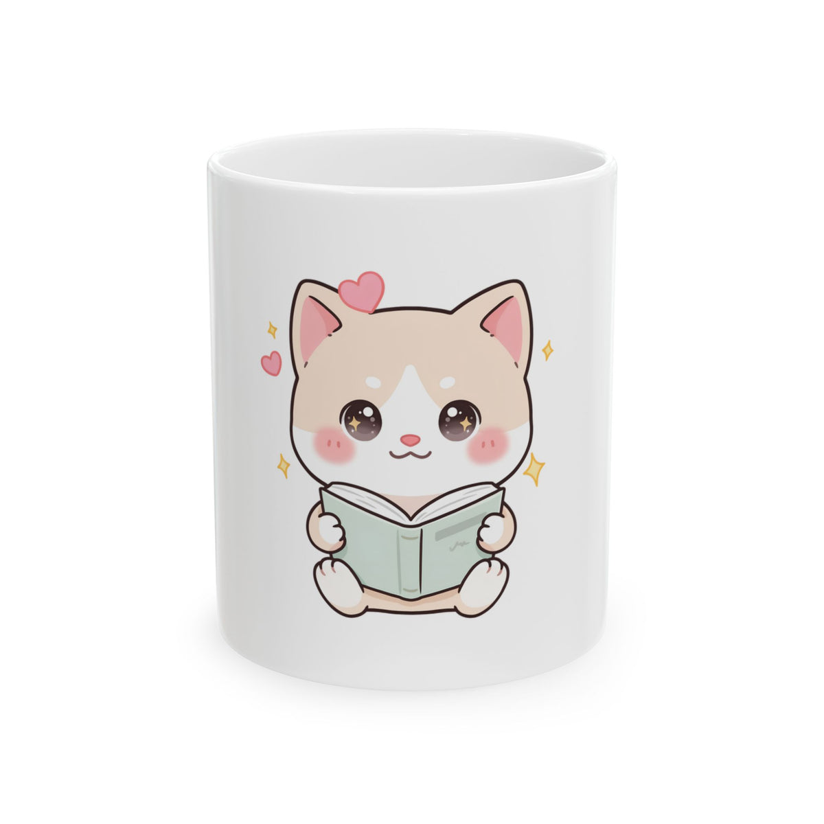 Kawaii Reading Cat Mug for Book Lovers