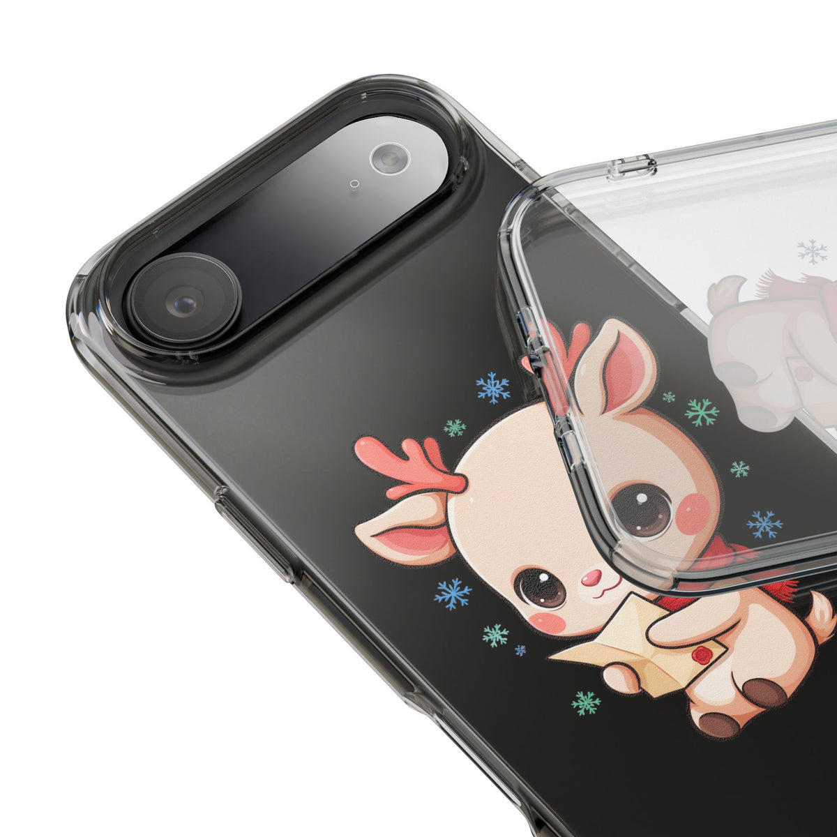 Christmas Reindeer Clear Impact-Resistant Phone Case