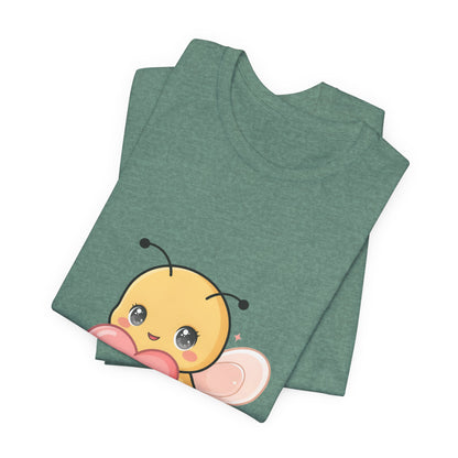 Kawaii Bee T-Shirt: Sweet Heart-Loving Unisex Tee