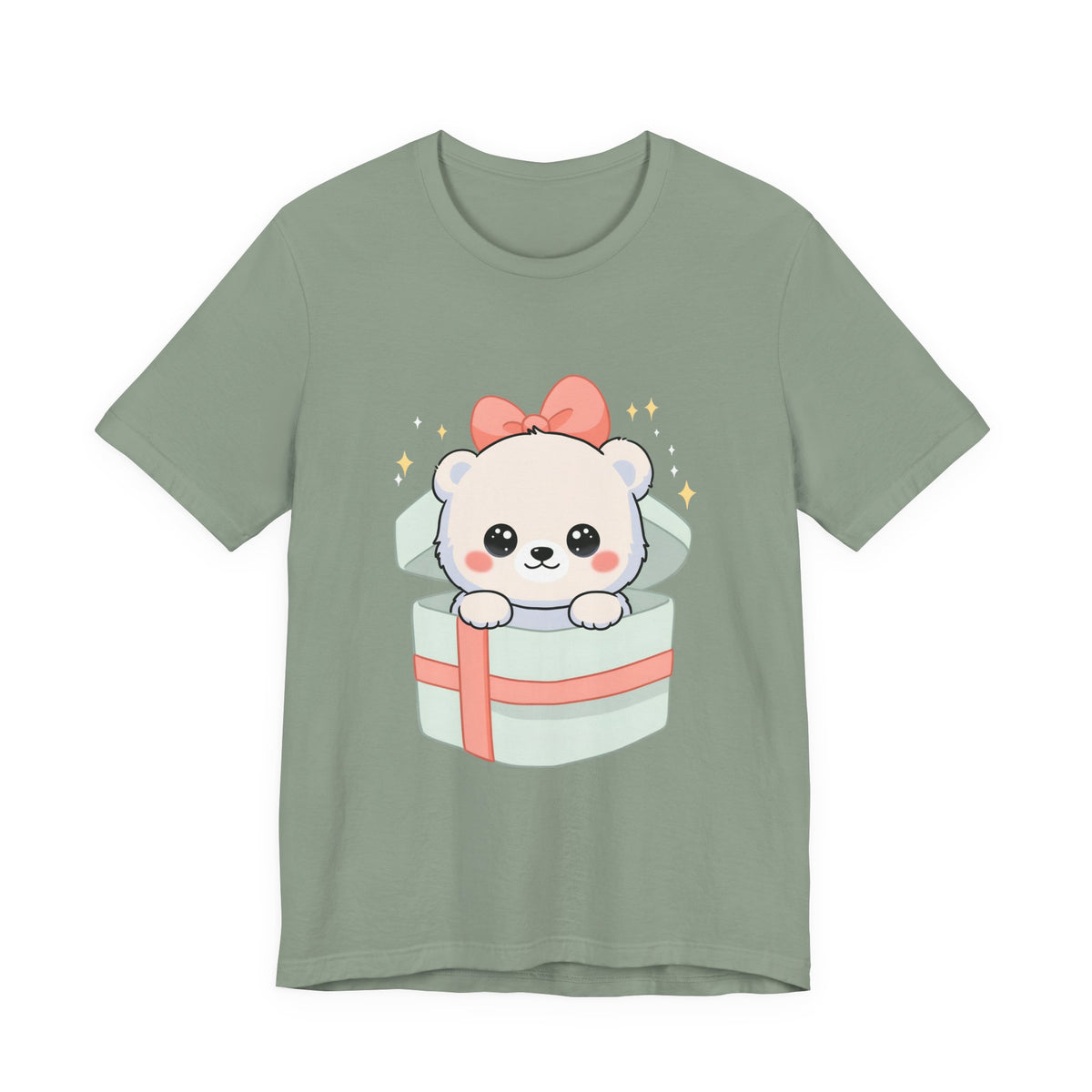 Kawaii Polar Bear Tee, Cute Gift Box Cub Unisex Shirt