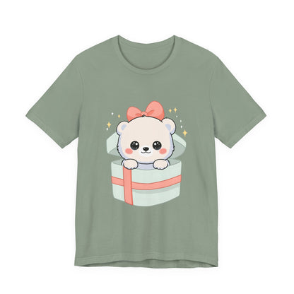 Kawaii Polar Bear Tee, Cute Gift Box Cub Unisex Shirt
