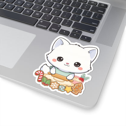 Christmas Fox Sticker: Kawaii Arctic Baker