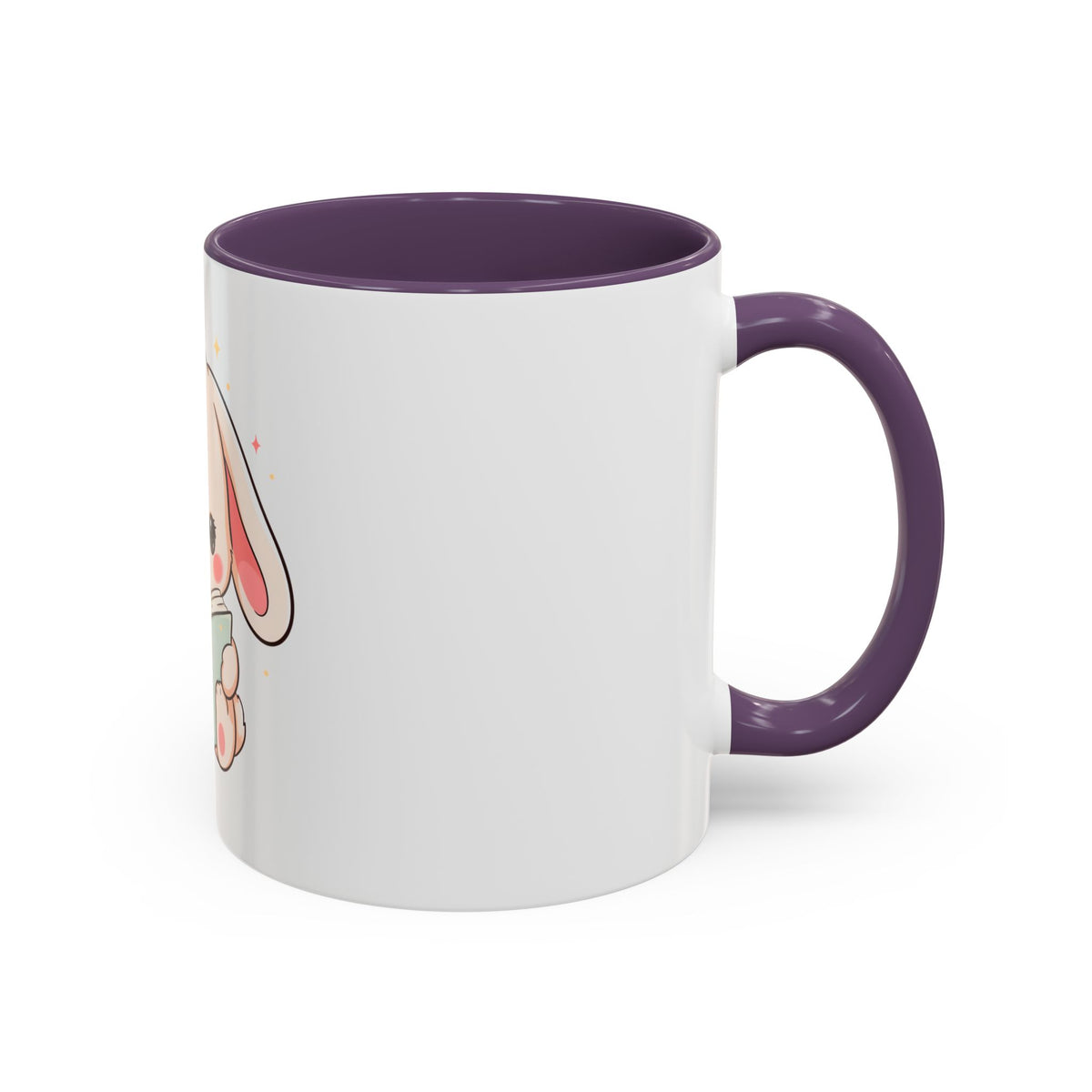Kawaii Reading Bunny Mug, Cute Book Lover Accent Coffee Mug