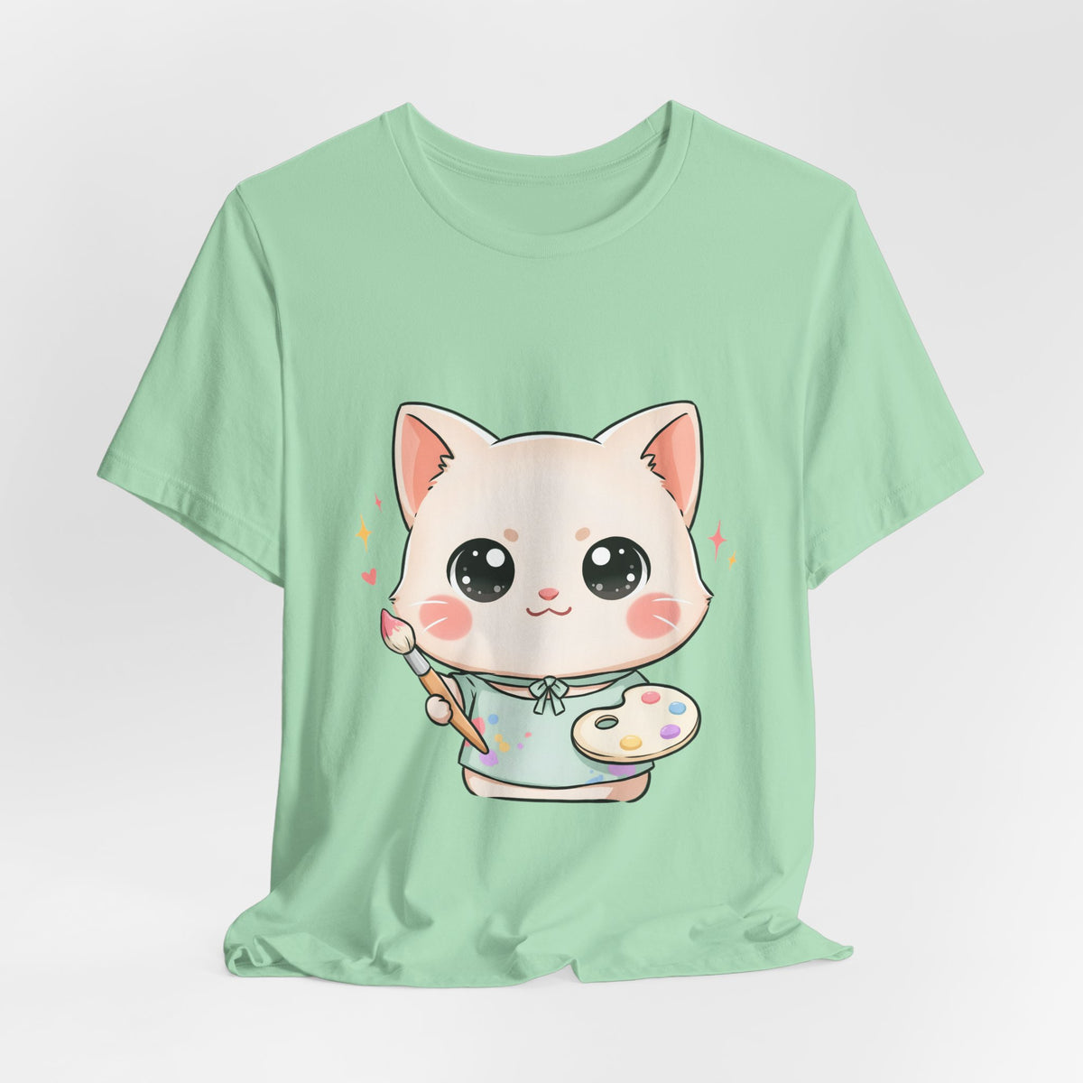 Kawaii Cat Artist T-Shirt for Creative Cat Lovers
