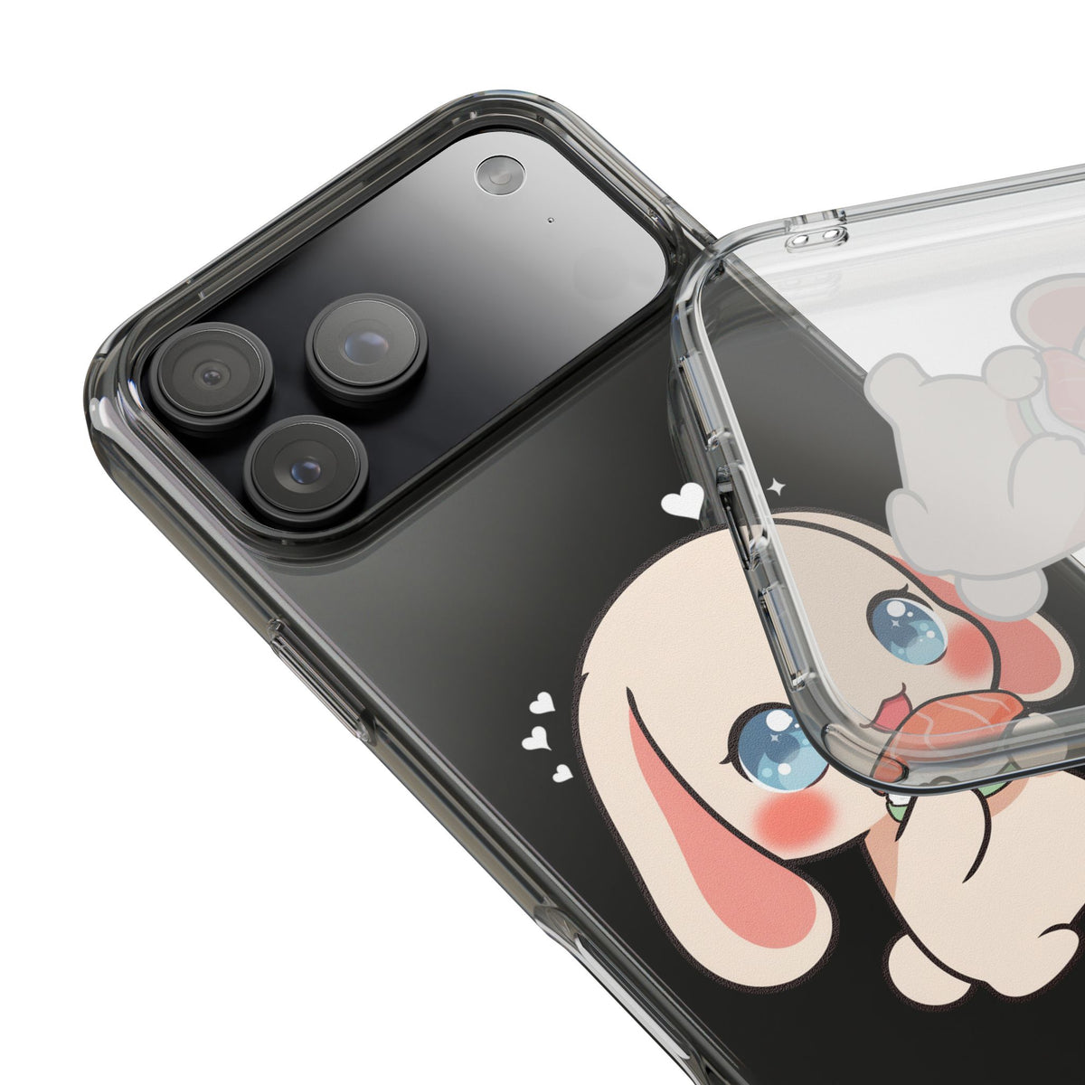 Kawaii Bunny Sushi Phone Case, Clear Impact-Resistant