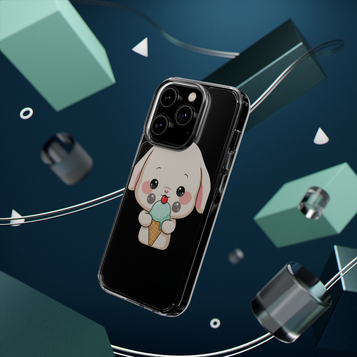 Kawaii Bunny Phone Case, Ice Cream Cutie Clear Case