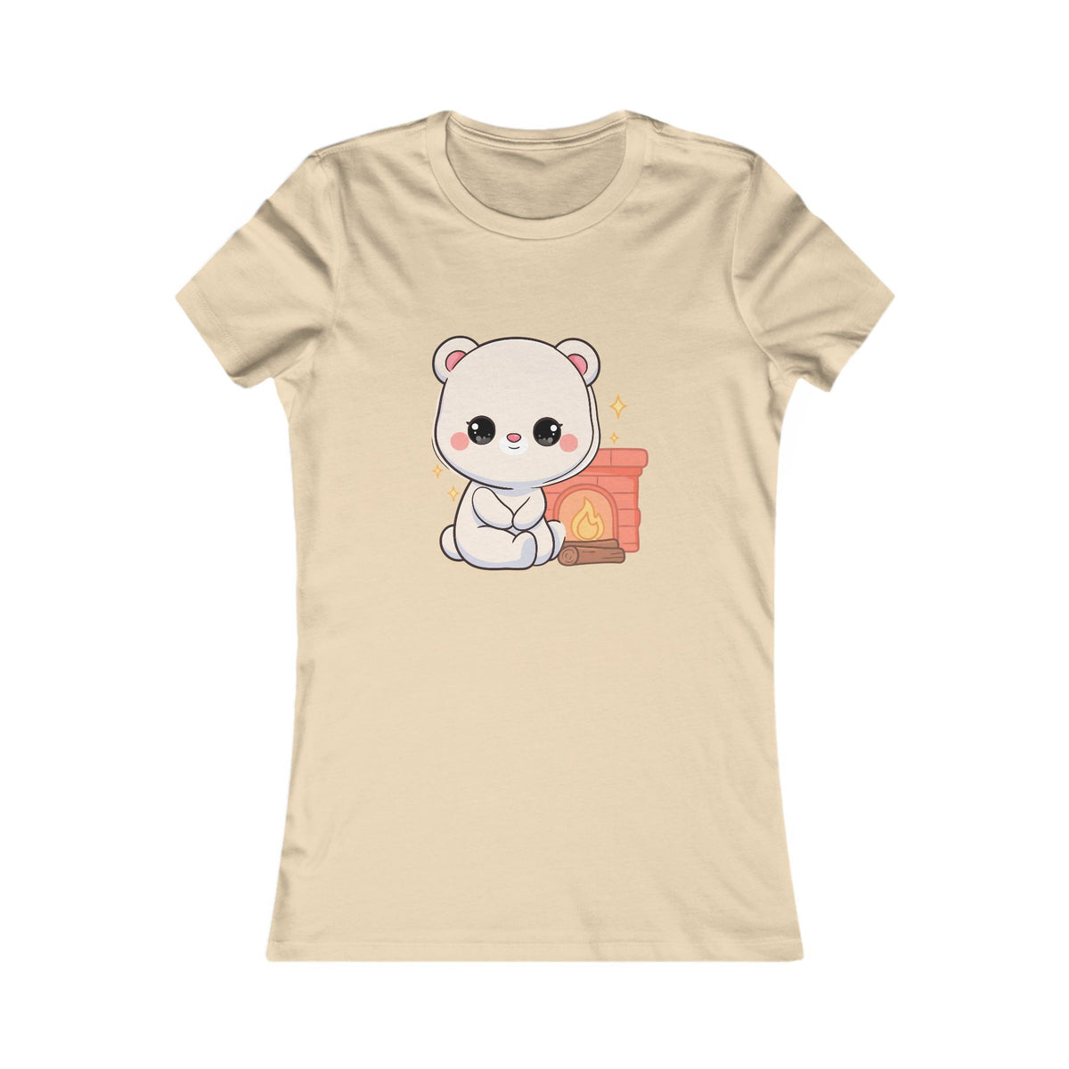 Kawaii Polar Bear Tee – Cozy Fireplace Cub