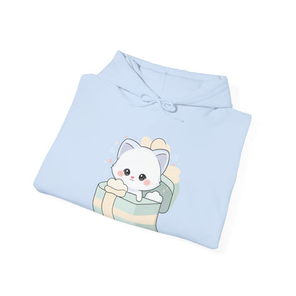 Kawaii Arctic Fox Hoodie, Cute Gift Box Sweatshirt