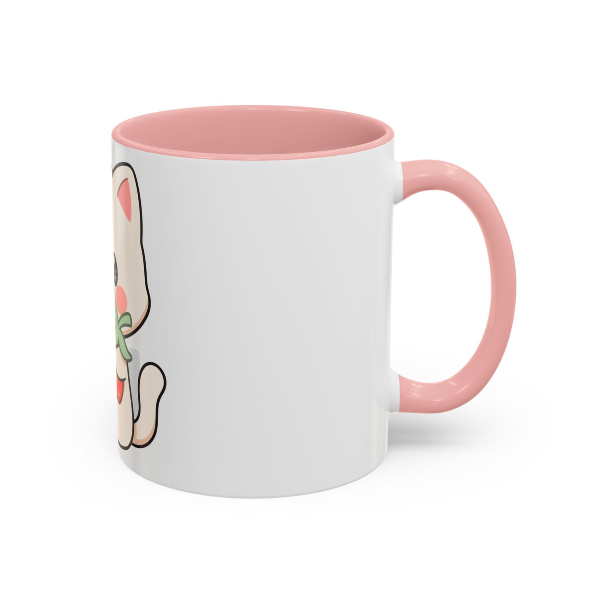 Kawaii Cat Strawberry Accent Coffee Mug