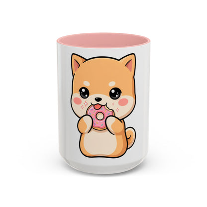 Shiba Inu Donut Mug, Kawaii Accent Coffee Mug