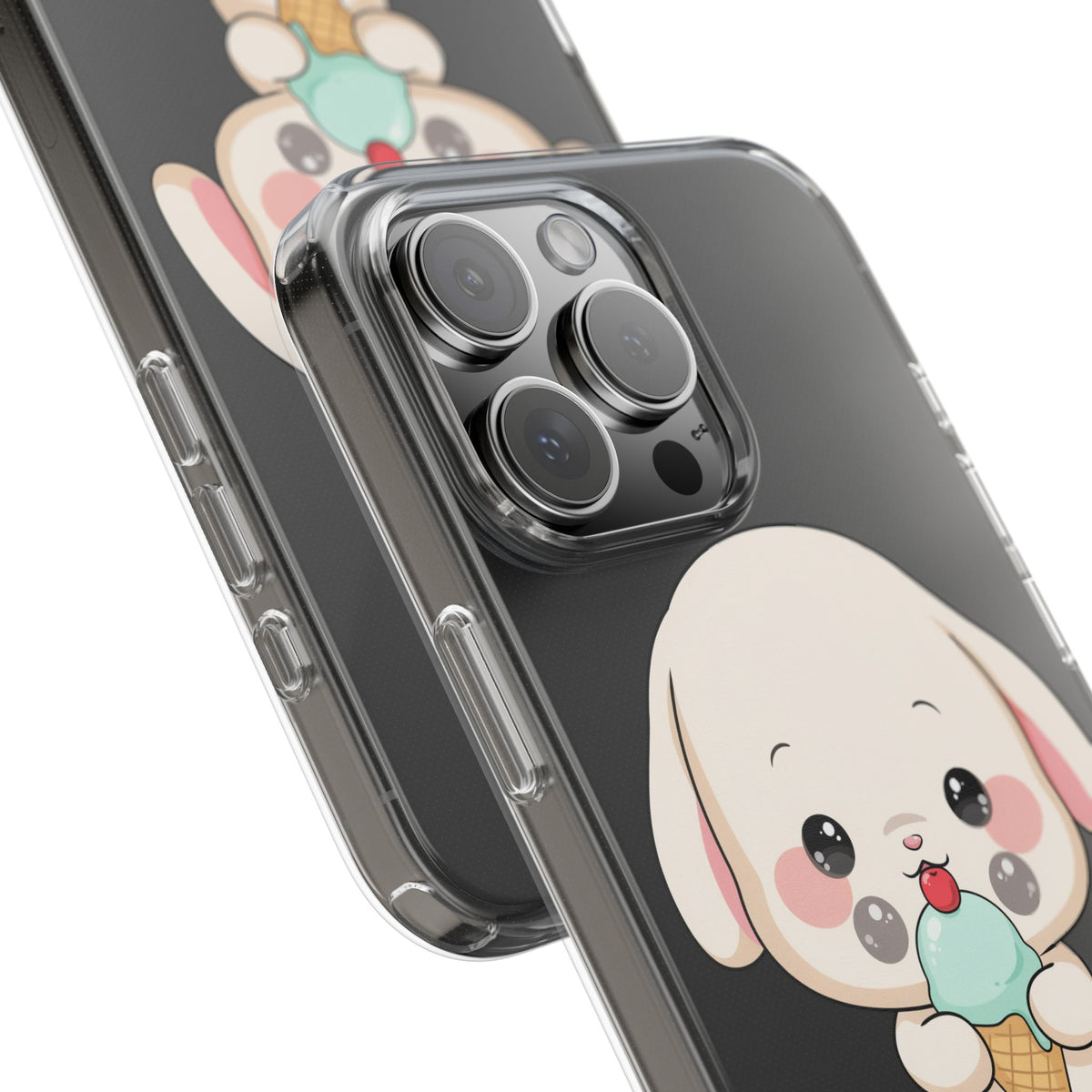 Kawaii Bunny Phone Case, Ice Cream Cutie Clear Case