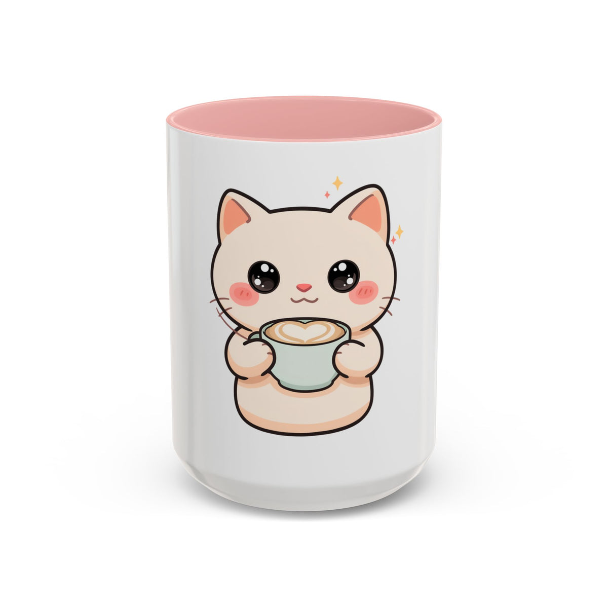 Kawaii Cat Coffee Mug, Cute Latte Accent Mug