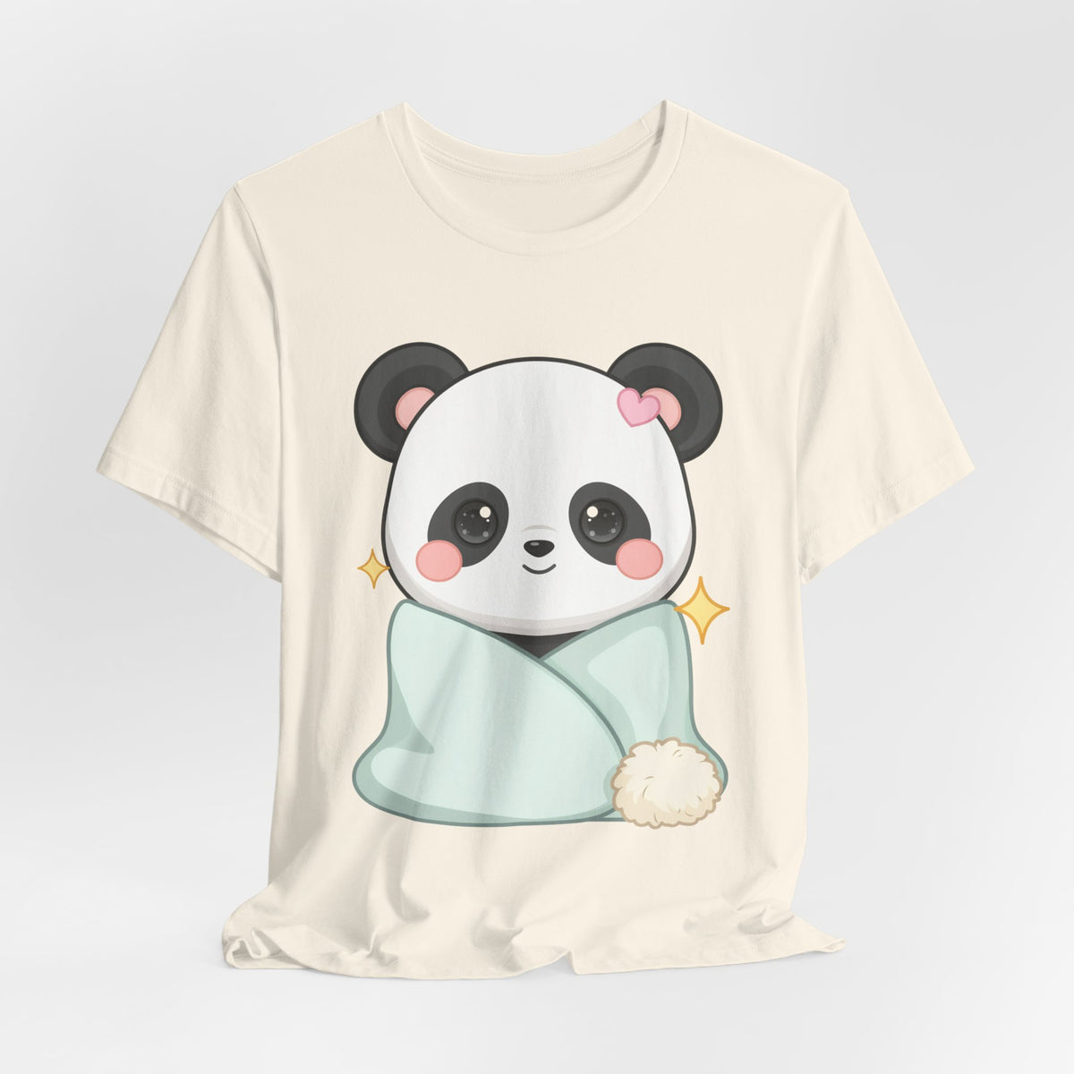 Kawaii Panda T-Shirt, Cozy Blanket Chibi Animal Tee