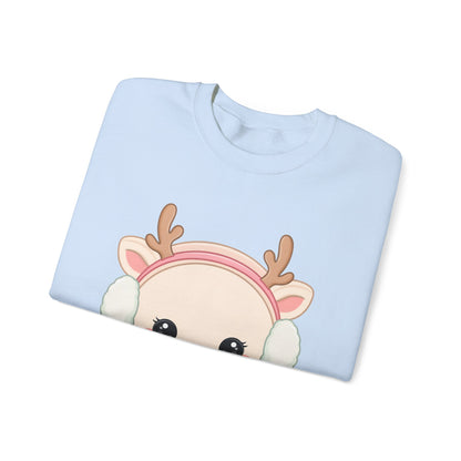 Kawaii Reindeer Sweatshirt, Cute Winter Crewneck
