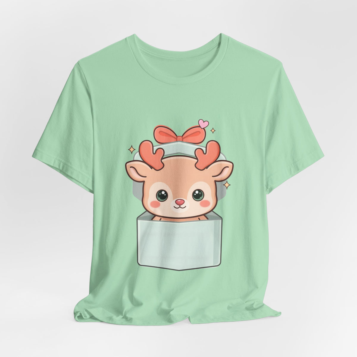 Kawaii Reindeer T-Shirt – Cute Gift Box Christmas Tee