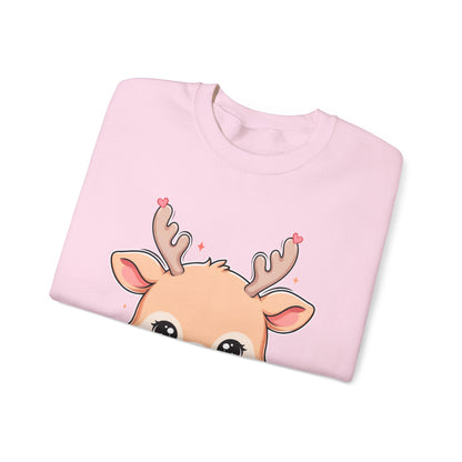Kawaii Reindeer Christmas Sweatshirt, Cute Gift Crewneck