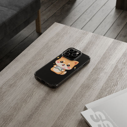 Kawaii Shiba Inu Gamer Phone Case, Clear Impact-Resistant