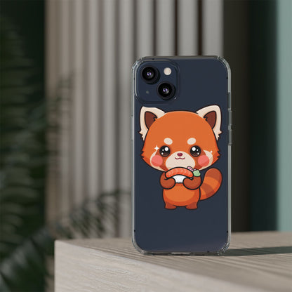 Red Panda Sushi Phone Case, Cute Kawaii Clear Case