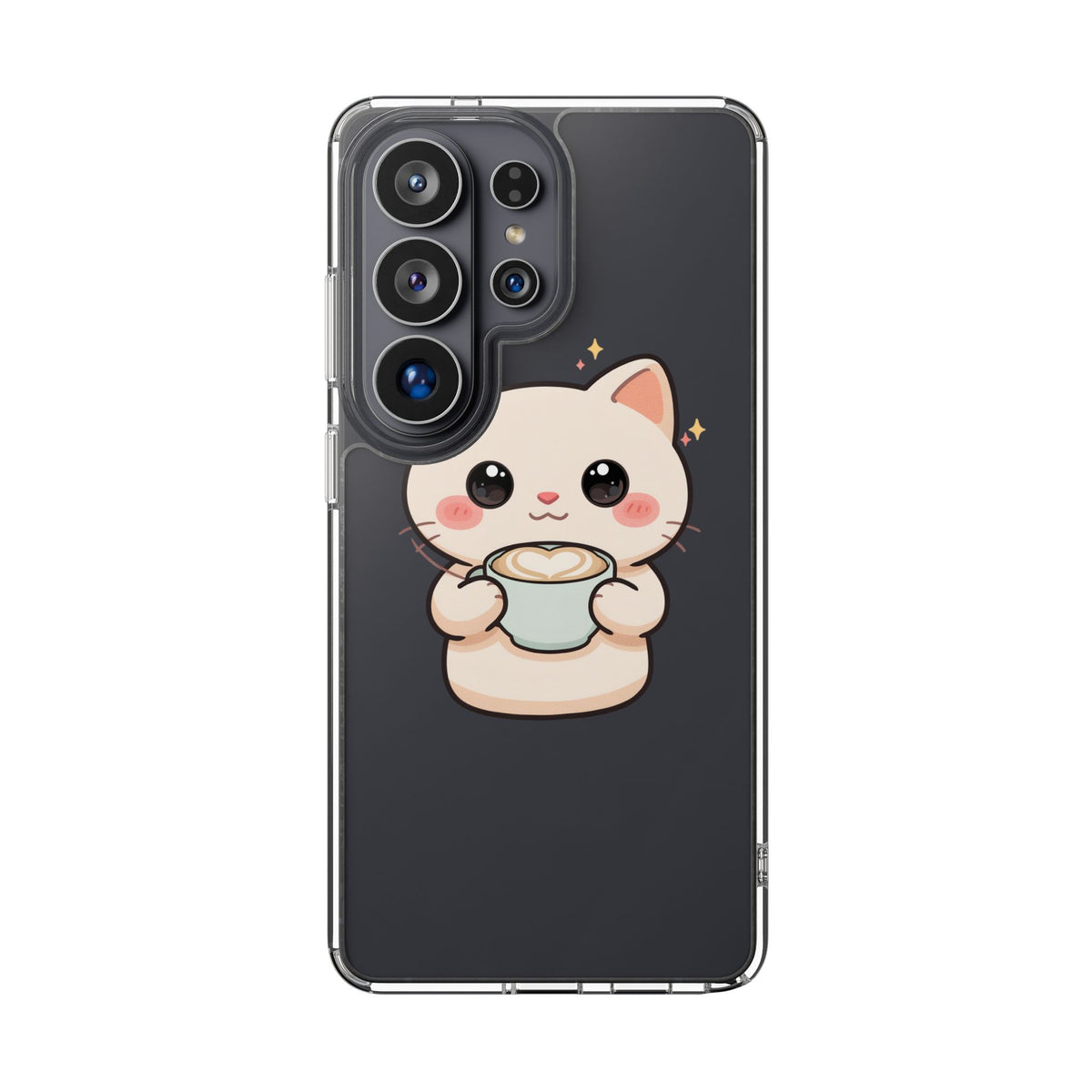 Kawaii Cat Latte Phone Case, Clear Impact-Resistant