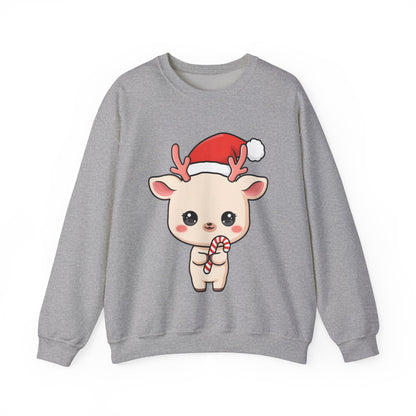 Kawaii Reindeer Christmas Sweatshirt, Cute Holiday Crewneck