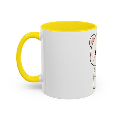 Kawaii Polar Bear Christmas Mug with Mistletoe