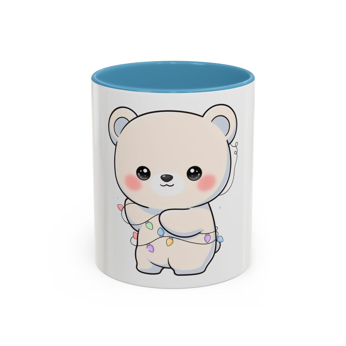 Kawaii Polar Bear Mug, Festive Holiday Gift