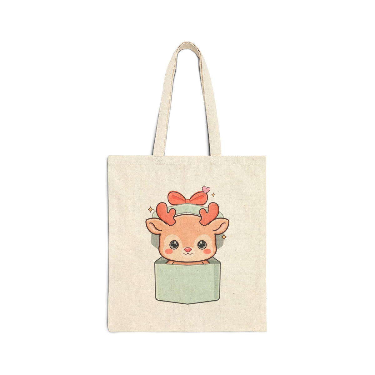 Kawaii Reindeer Christmas Tote Bag, Cute Holiday Gift