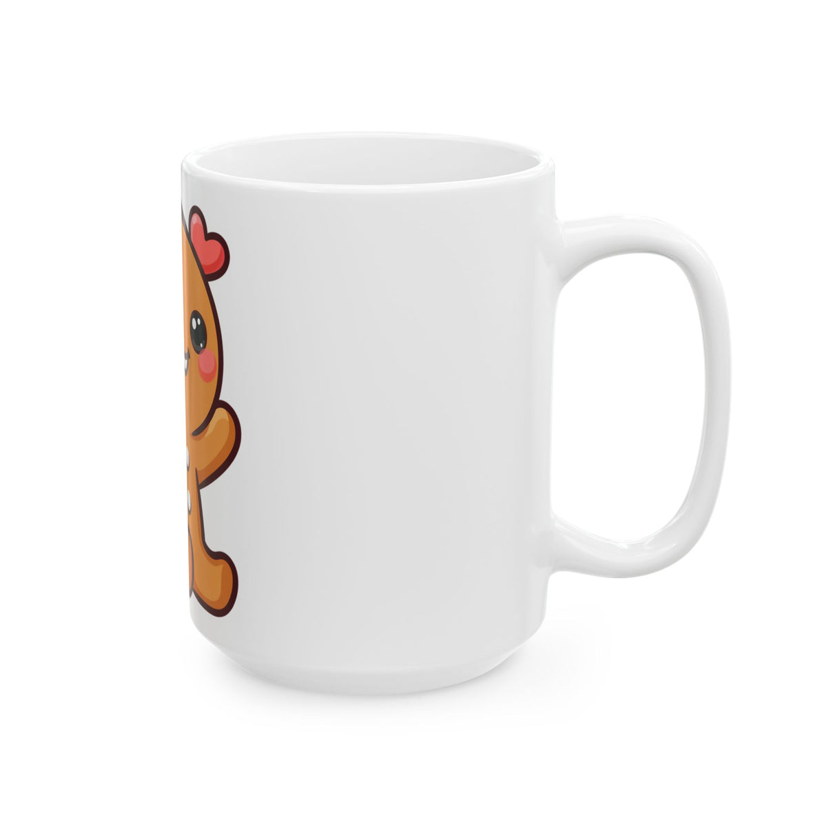 Kawaii Gingerbread Mug with Cozy Fireplace Charm