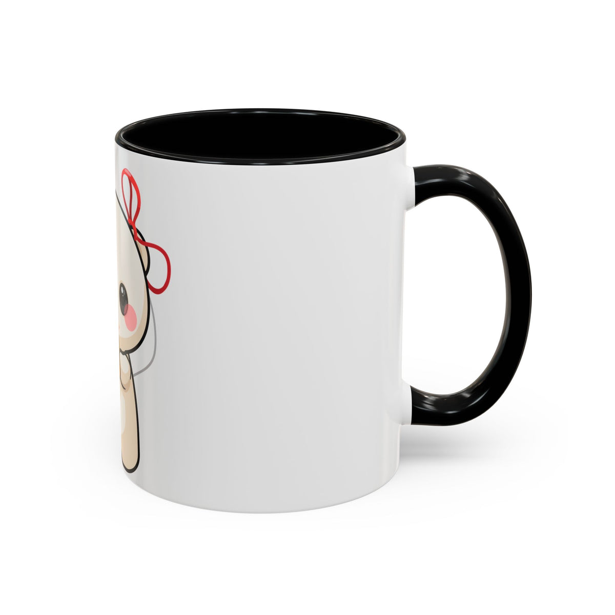 Kawaii Polar Bear Mug, Cute Jingle Bell Accent Coffee Cup