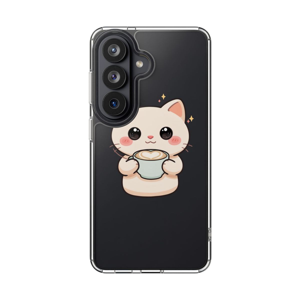Kawaii Cat Latte Phone Case, Clear Impact-Resistant