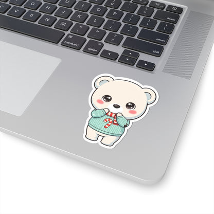 Kawaii Polar Bear Christmas Sticker for Cozy Holiday Cheer