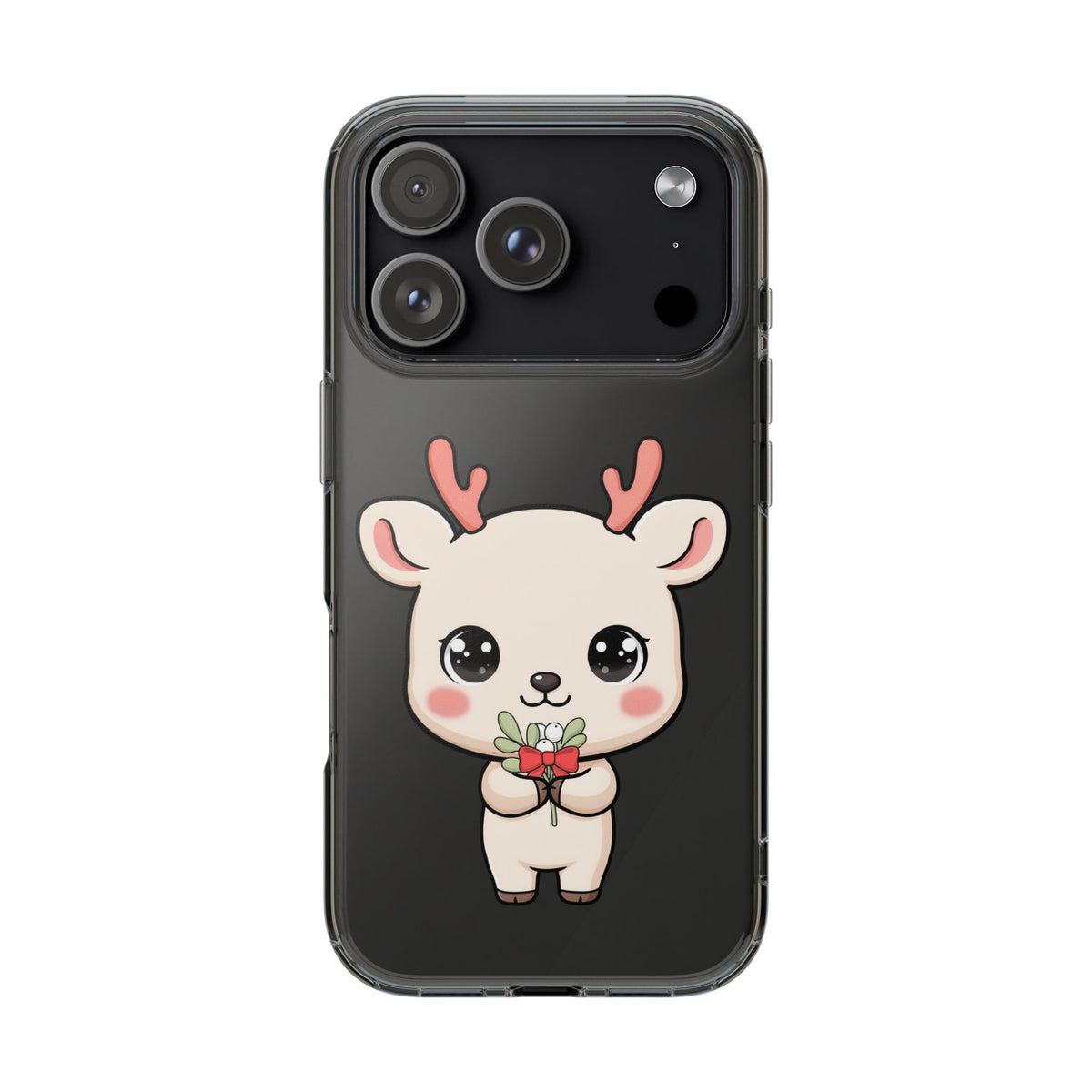 Kawaii Christmas Reindeer Clear Phone Case Gift