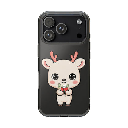 Kawaii Christmas Reindeer Clear Phone Case Gift