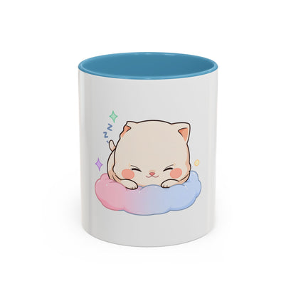 Kawaii Sleeping Cat Accent Coffee Mug