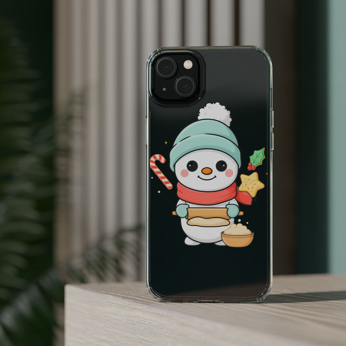 Christmas Snowman Phone Case, Cute Cookie Baker
