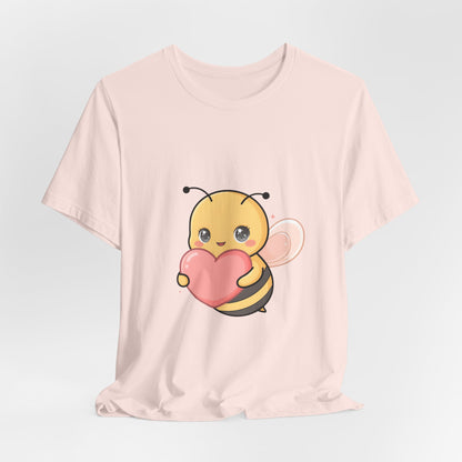 Kawaii Bee T-Shirt: Sweet Heart-Loving Unisex Tee